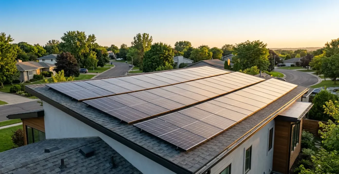 Installation de panneaux solaires photovoltaïques sur toiture résidentielle avec système de comptage intelligent