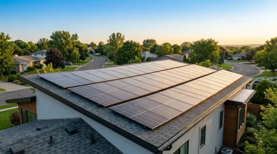 Installation de panneaux solaires photovoltaïques sur toiture résidentielle avec système de comptage intelligent