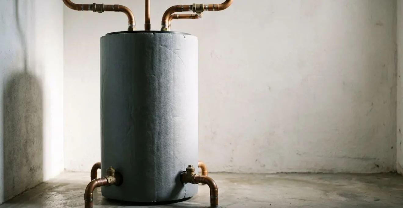 Installation technique d'un ballon tampon dans un local chaufferie avec circuits hydrauliques