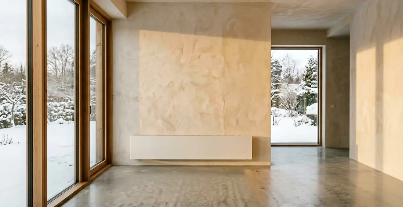 Scène illustrant le confort thermique d'un intérieur avec chauffage à basse température constante