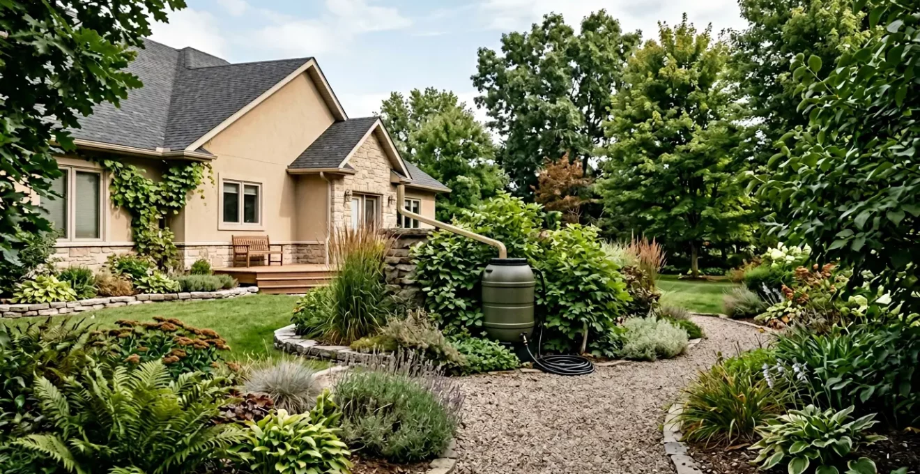 Installation de système de récupération d'eau de pluie sur terrain résidentiel aménagé