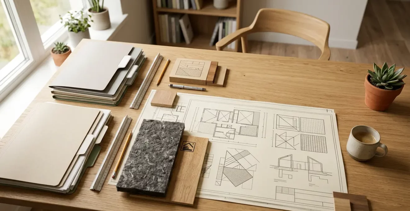 Documents administratifs et formulaires de demande d'aides à la rénovation énergétique posés sur un bureau