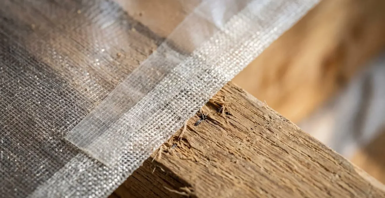 Détail technique de la pose d'une membrane pare-vapeur sur les points critiques d'une toiture
