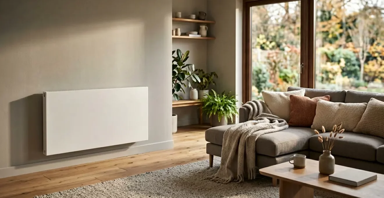 Radiateur électrique à inertie dans un intérieur chaleureux et moderne