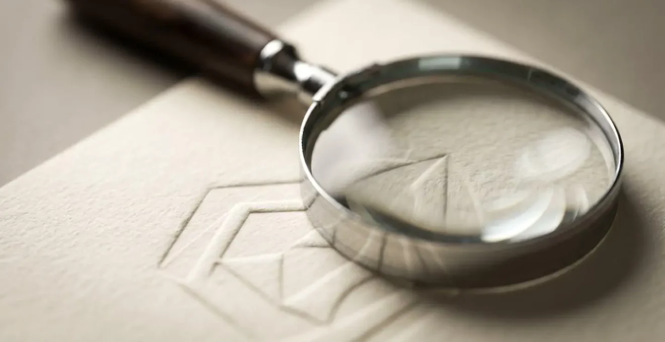 Gros plan sur un document de devis avec loupe posée dessus pour vérifier les détails