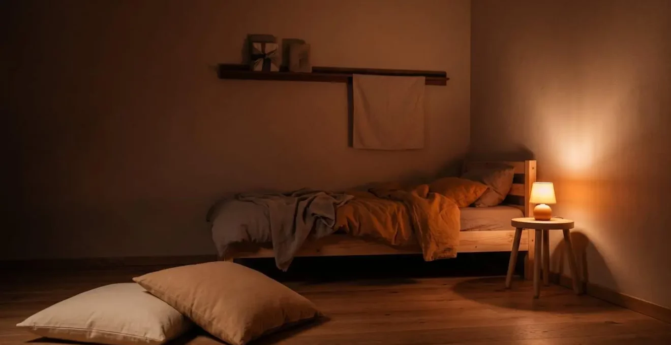 Ambiance nocturne douce avec éclairage ambré favorisant le repos des enfants